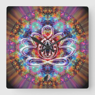 Carrée Horloge Zen Lotus Incandescence