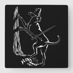 Carrée Hound Chien Horloge Chasse Chien Art Mur Horloge