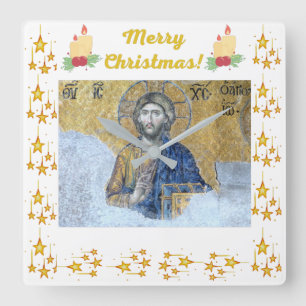 Carrée "Joyeux Noël" Gris Handel Mur Acrylique Horloge