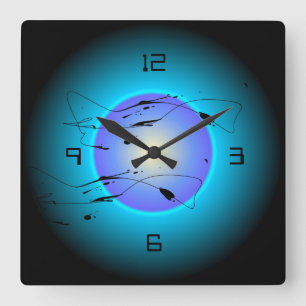 Carrée La mystique horloge a illuminé d'Aqua de