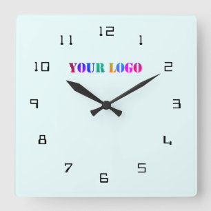 Carrée Logo de l'entreprise personnalisée Votre horloge m