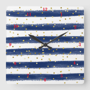 Carrée Marine Moderne, Blanc, Grilles D'Or, Horloge Confe
