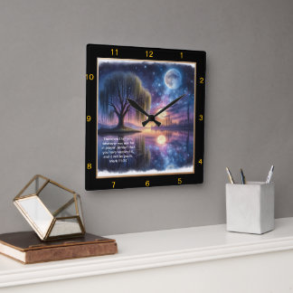 Carrée Mark 11:24 Croire Horloge : Spirituel personnalisé