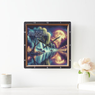 Carrée Mark 11:24 Horloge Divine : Art Inspirationnel Per