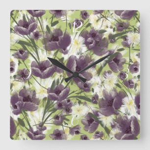 Carrée Mellow Garden Purple Pops Horloge