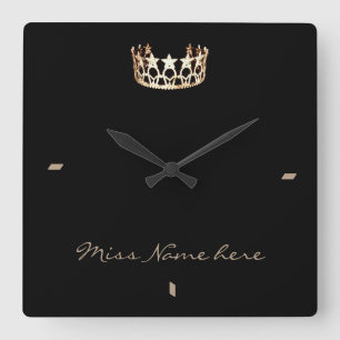Carrée Miss America style Gold Crown Horloge
