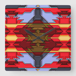 Carrée Moderne Amérindien 5 Horloge