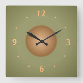 Carrée Moss Green avec centre Tan Plain Cuisine Horloge