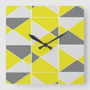Carrée Motif gris jaune - horloge
