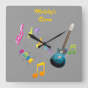 Carrée Notes musicales et horloge personnalisées de