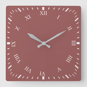 Carrée Numéro romain blanc Horloge face minutes ronde