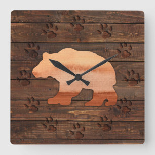 Carrée Ours D'Aquarelle, Patrouilles Crées, Horloge Mur R