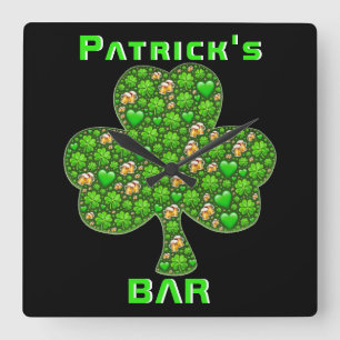 Carrée Panneau du bar pub irlandais Neon Horloge Bière Sh