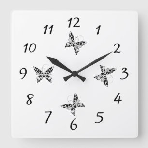 Carrée Papillon - Créez votre propre (CYO) - Horloge pour