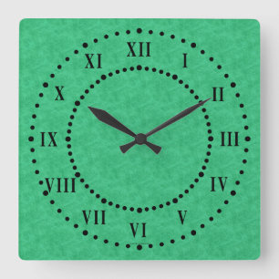 Carrée Parchemin Vert Regardez Numéros Romains Horloge mu