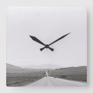 Carrée Paysage routier Image de film Kodak Horloge