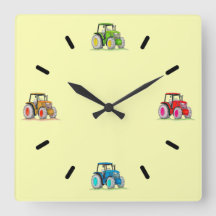Petits Tracteurs, Horloge Mural Acrylique Citron