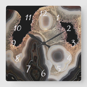 Carrée Porte Noir Faux Marbre Pierre Géme Horloge