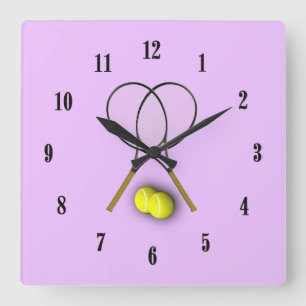 Carrée Raquettes de Tennis Filles Horloge