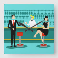 Retro Cocktail Lounge Horloge Mur Acrylique