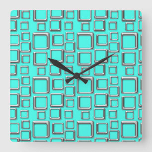 Carrée Rétro horloge de carré de motif d'argent et de