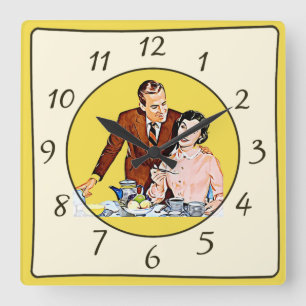 Carrée Rétro horloge vintage nostalgique de cuisine de