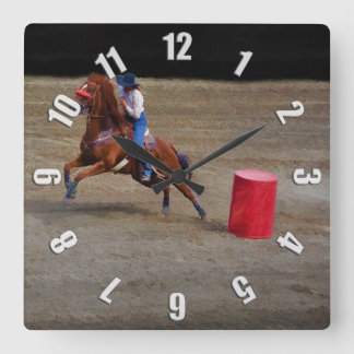 Carrée Rodéo Cowgirl Barrel-Racing Occidentale Horloge À