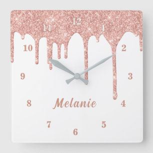 Carrée Rose Gold Parties scintillant Drivers Horloge avec