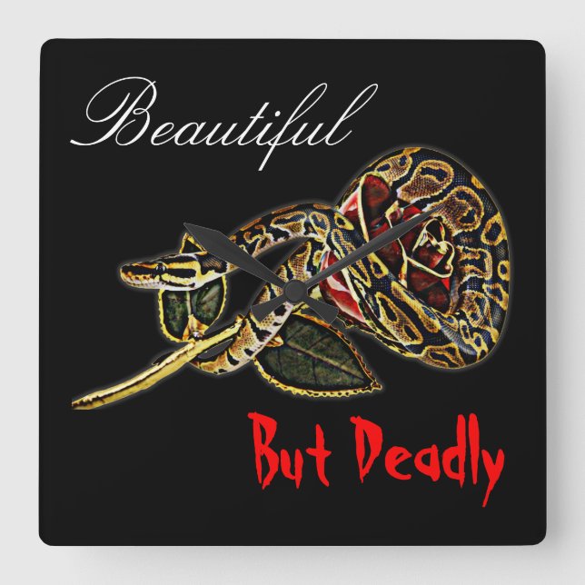 Carrée Rose serpent horloge python (Recto)