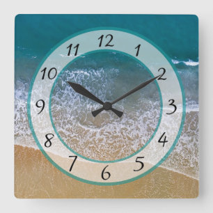 Carrée Sandy Beach Shore Ocean Waves Horloge