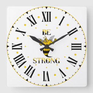 Carrée Soyez forte Veste Jaune Carré Horloge Mur