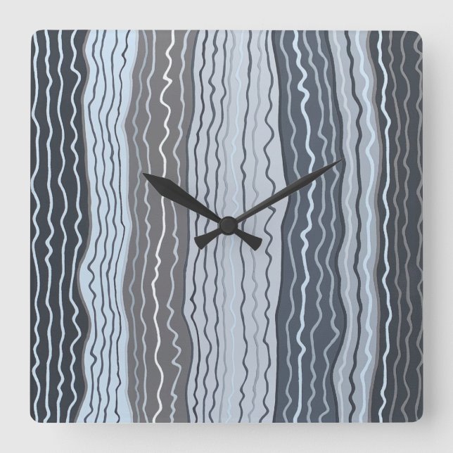 Carrée Squiggles modernes 5 mural Horloge (Recto)