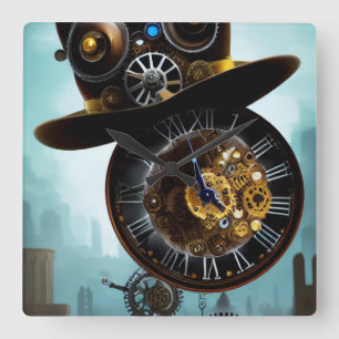 Carrée Steampunk casquette industriel engrenages horloge 