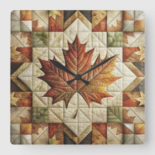 Carrée Style Agritouristique Automne Levier Mur Horloge