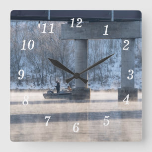 Carrée Table de pêche d'hiver en vapeur Rock Lake Horloge