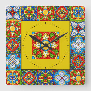 Carrée Talavera Carreaux IMAGES Horloge