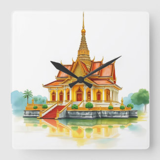 Carrée Temple Siam paisible Carré Horloge