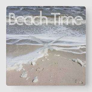 Carrée Temps de plage ou votre texte et horloge de