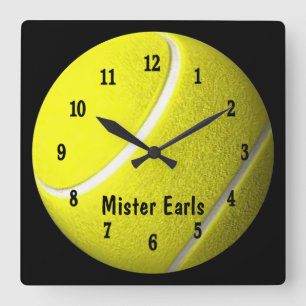Carrée Tennis Ball Sport Wall Personnaliser Horloge