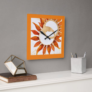 Carrée Tournesol moderne Art Grande horloge