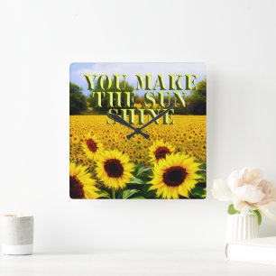 Carrée Tournesols Vous Faites Briller Le Soleil, Horloge 