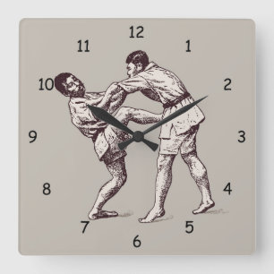 Carrée Très amusant Ancien Mur Arts Martiaux Horloge