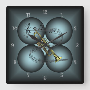 Carrée Trompette ~ 4 Globe ~ Horloge musicale ~Échelle mu