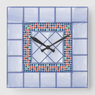 Carrée Tuiles et horloge bleues de mosaïque