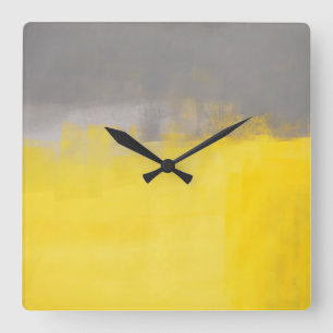 Carrée "" Une horloge grise et jaune abstraite simple