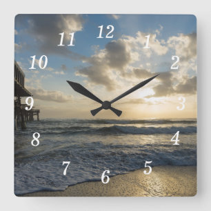 Carrée Une Horloge Mur De Plage Glorieuse