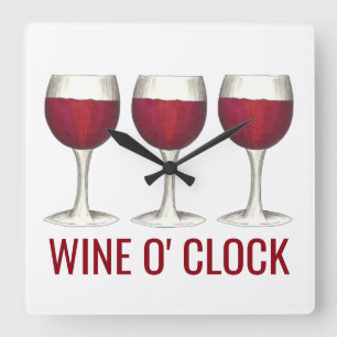 Carrée Vin O' Horloge Rouge Vin Verre Verres Bar à vin