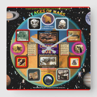 Carrée Visages de mars Acrylique Mur Horloge