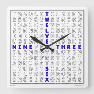 Carrée Word Search Horloge avec puzzle téléchargeable (