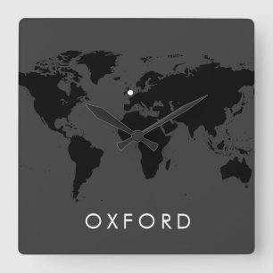 Carrée World Horloge Personnalisée Moderne UK City Time 